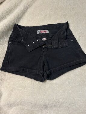Kiss Black Women's Denim Jean Shorts - Low Rise Rolled Hem